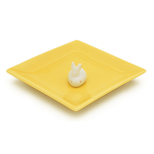 陶器香皿 兔兔香立 黃色
